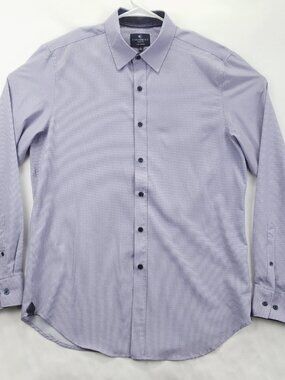 Con.Struct Shirt Men L Tall Purple Houndstooth 4-Way Stretch Slim Fit Flip Cuffs